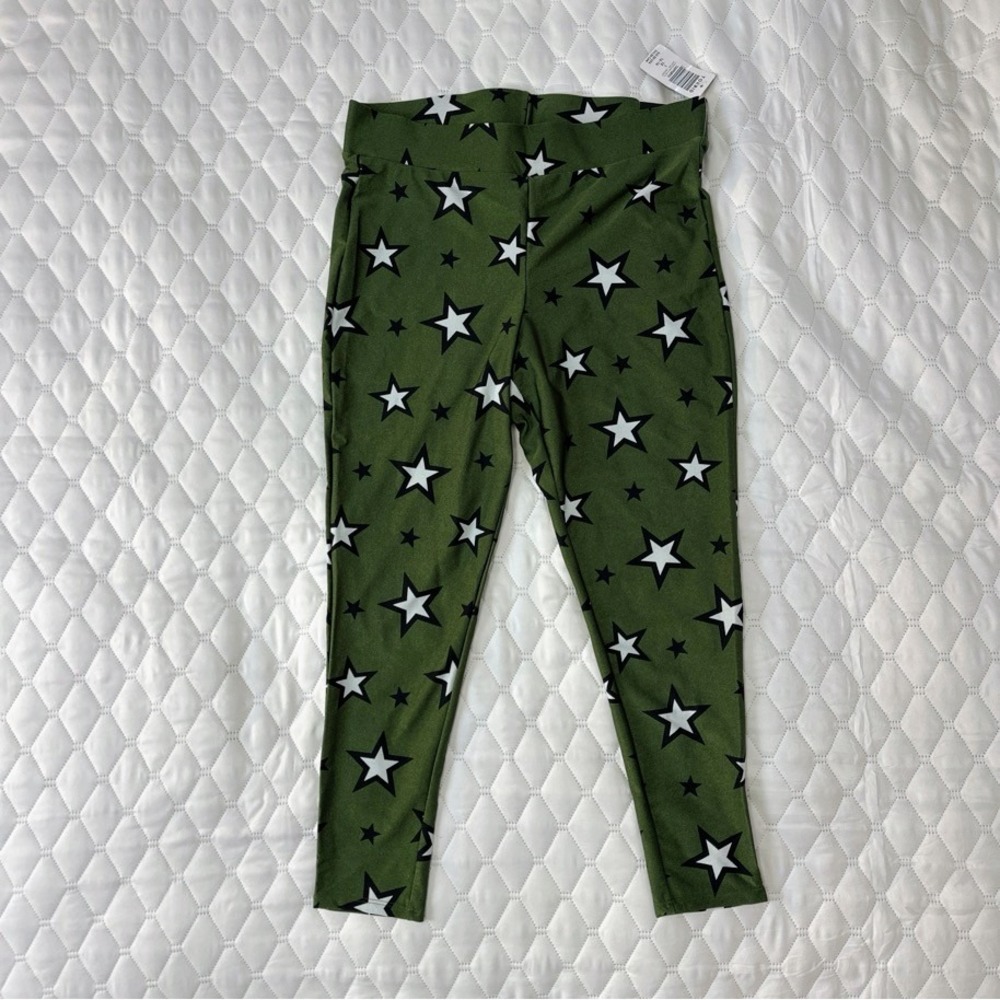Torrid Liquid Army Star Leggings Women 1X Green New Star Print High Stretch
